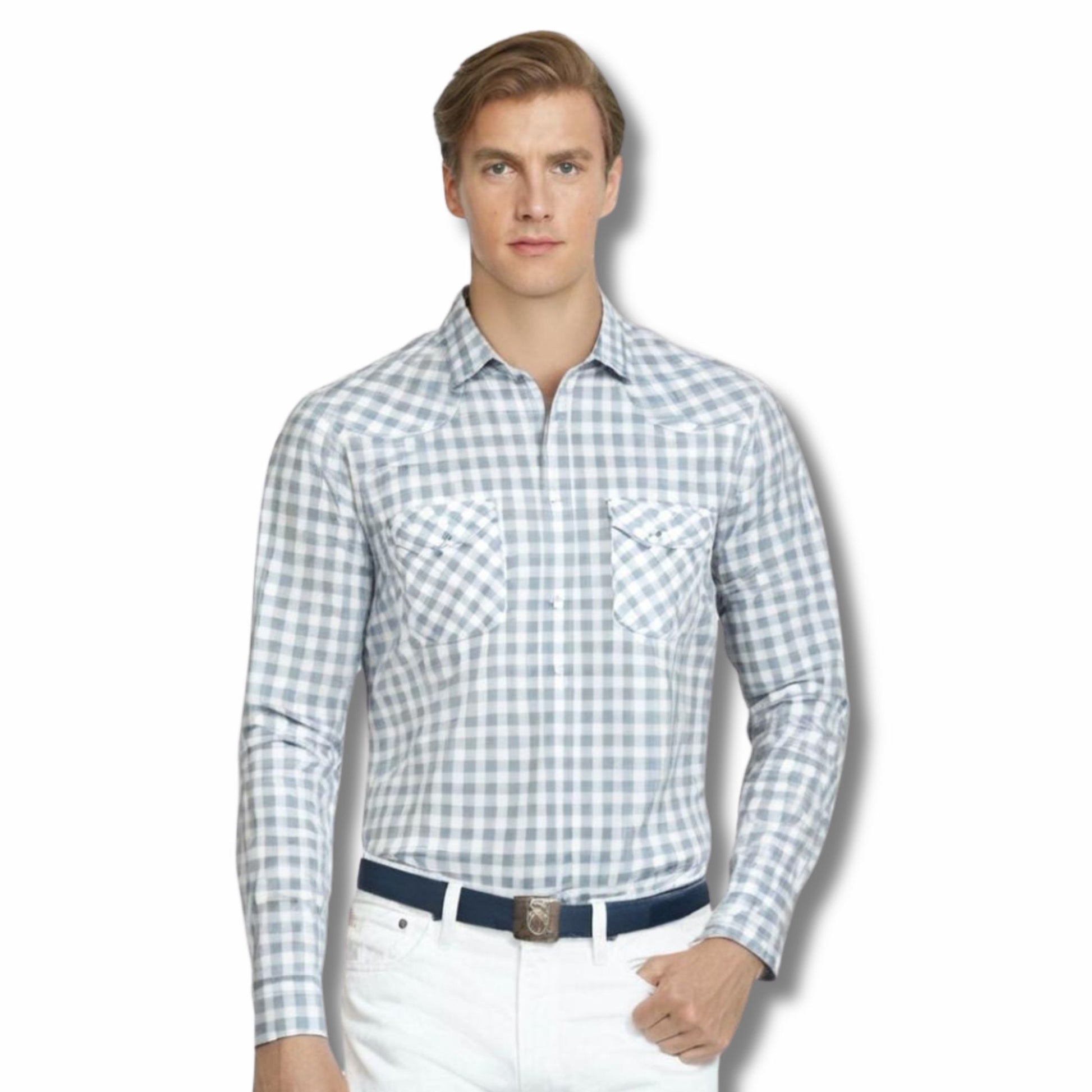 Small checks shirt for Men in Grey