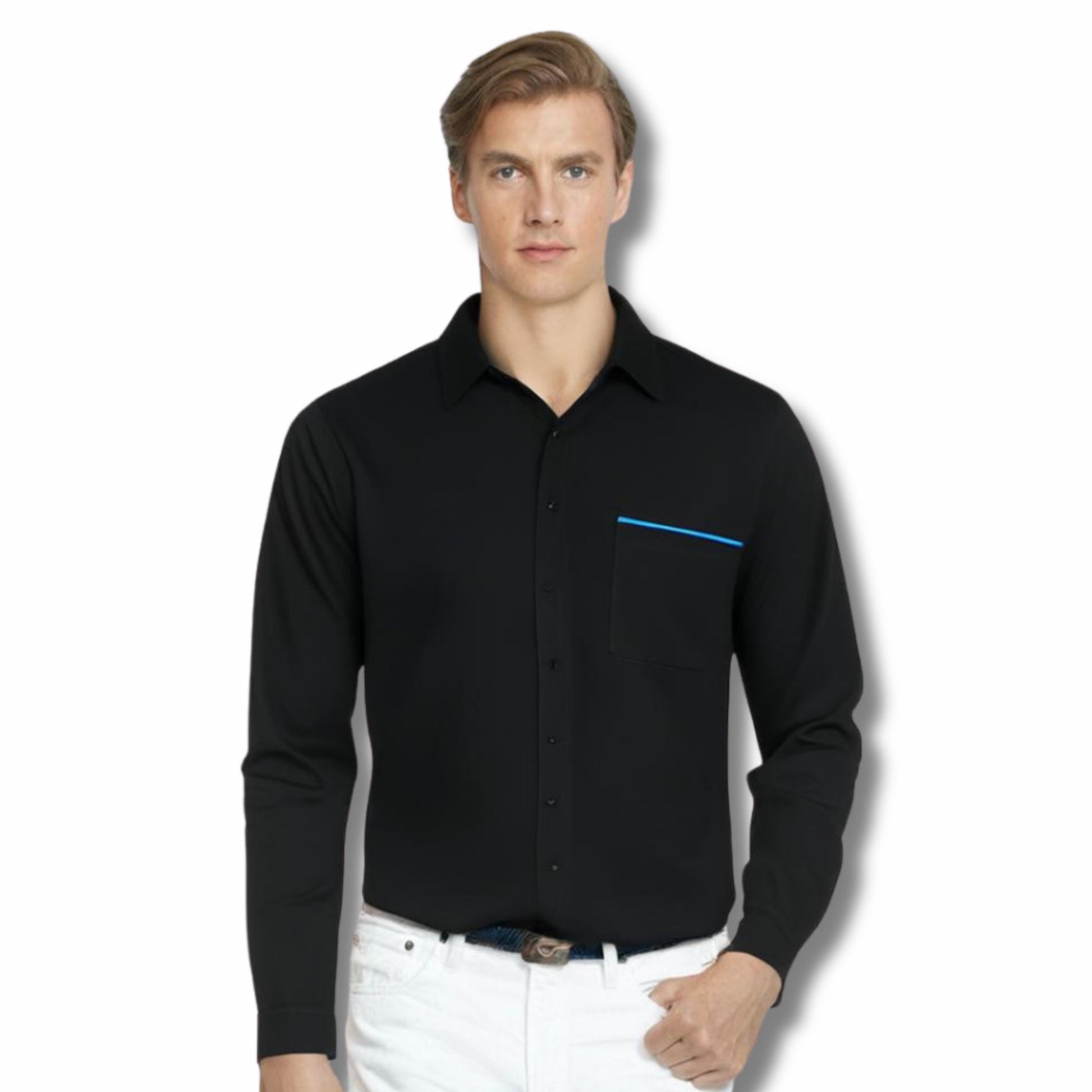 Mens Black Party Shirt  (Stretch)