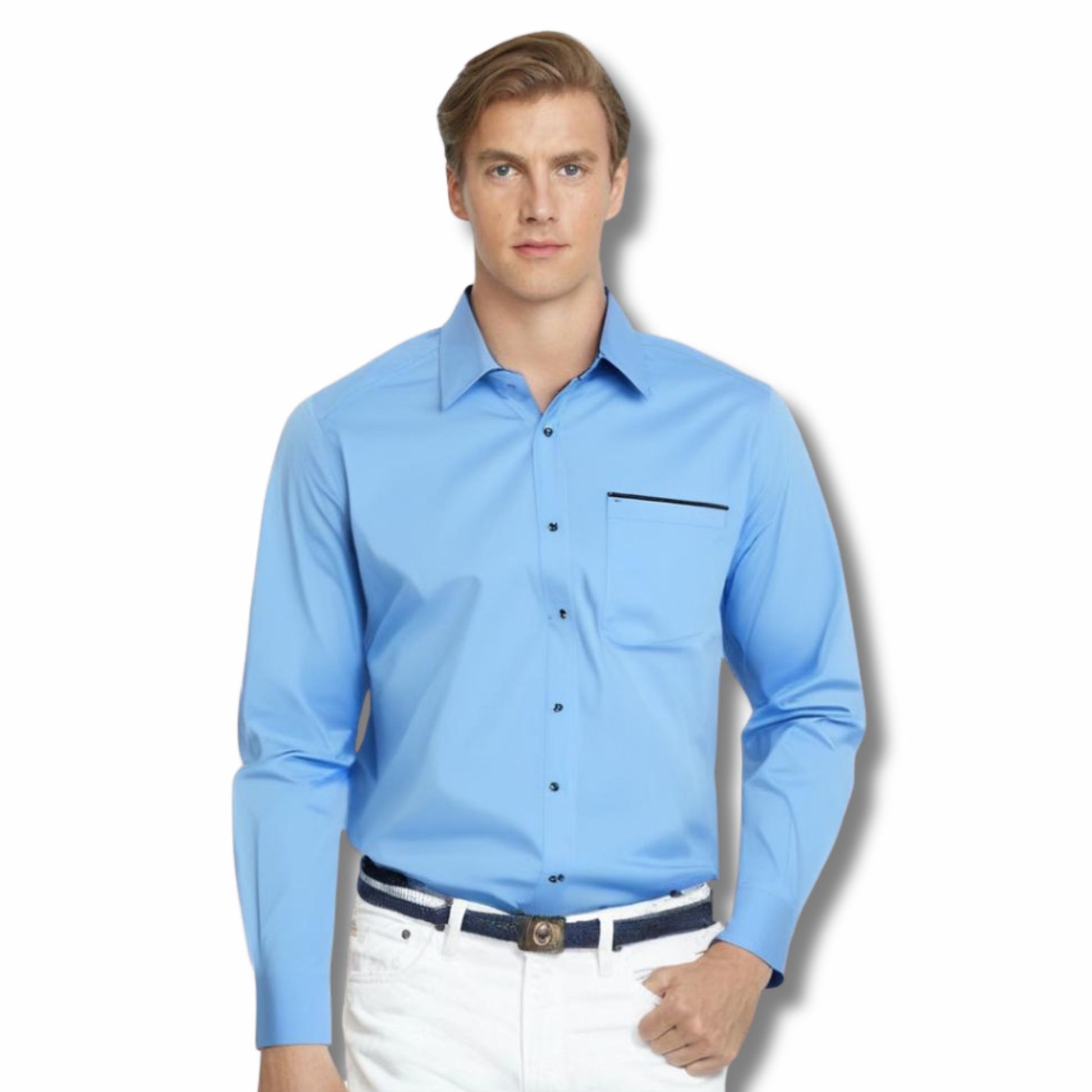 Blue shirt for men in cotton