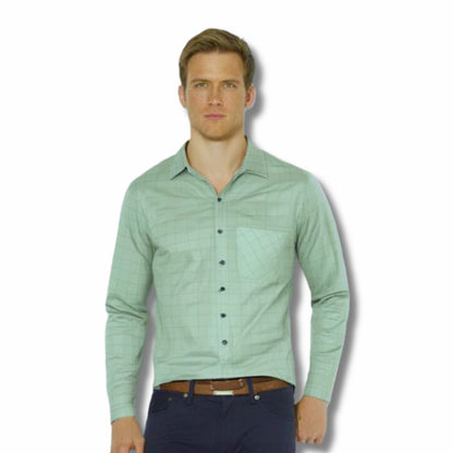 Gren pin checks shirt for men