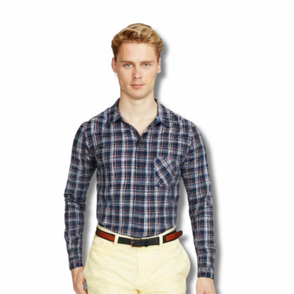 Blue checks cotton shirt for men