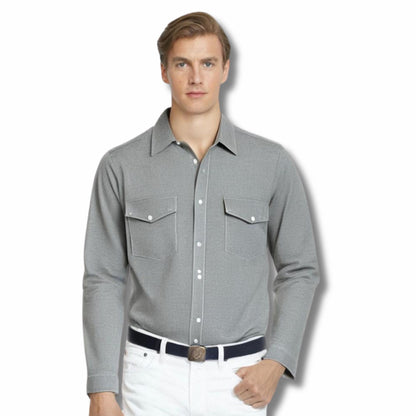 Slim Fit Grey Shirt for Men in Cotton