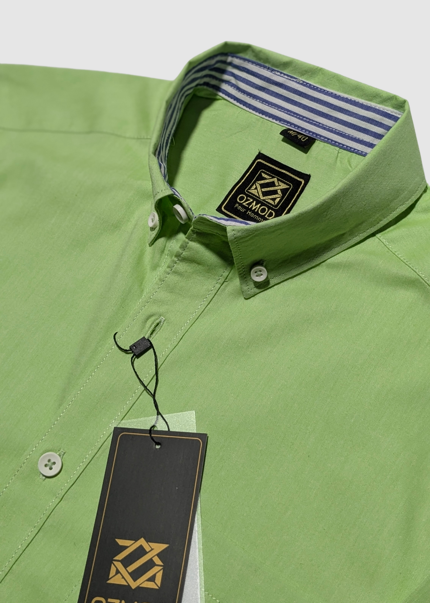 Lime Green Regular Fit Men's Oxford Shirt in Cotton with Button Down & Contrast Trim