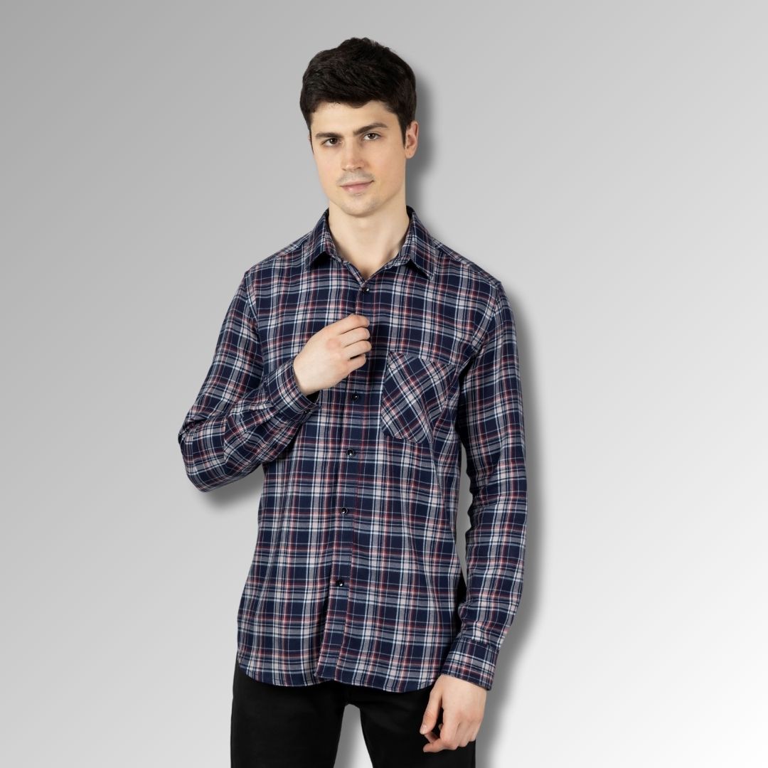 Navy Blue checks  shirt for men