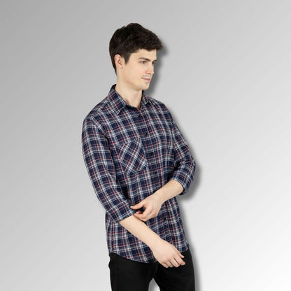 Navy Blue Checks  slim fit mens shirt