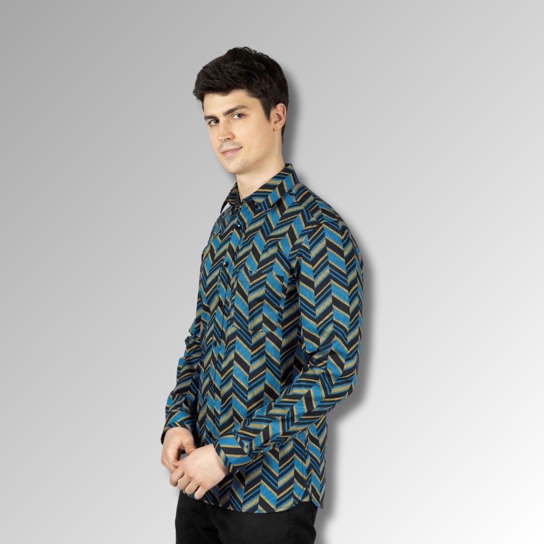 Black Printed Slim  Fit mens Shirt