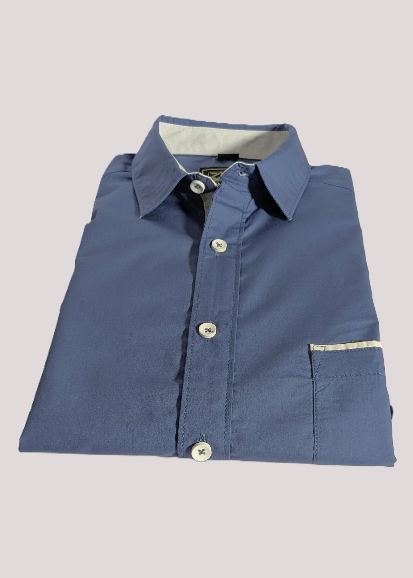 Ash Blue Contrast Men Shirt in Cotton with Full Sleeves & Single Pocket
