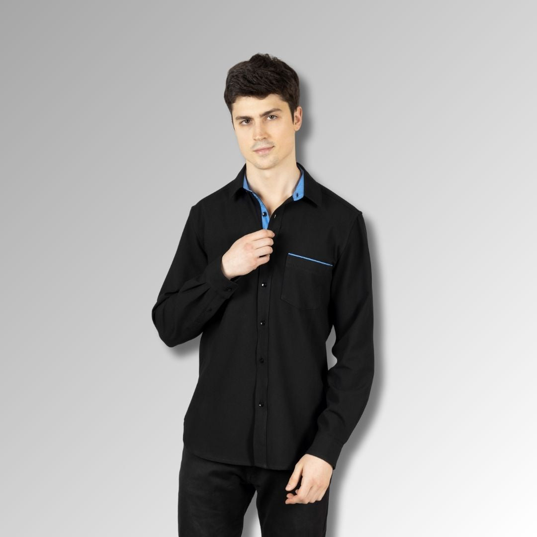 Black Strecthable  Mens Shirt