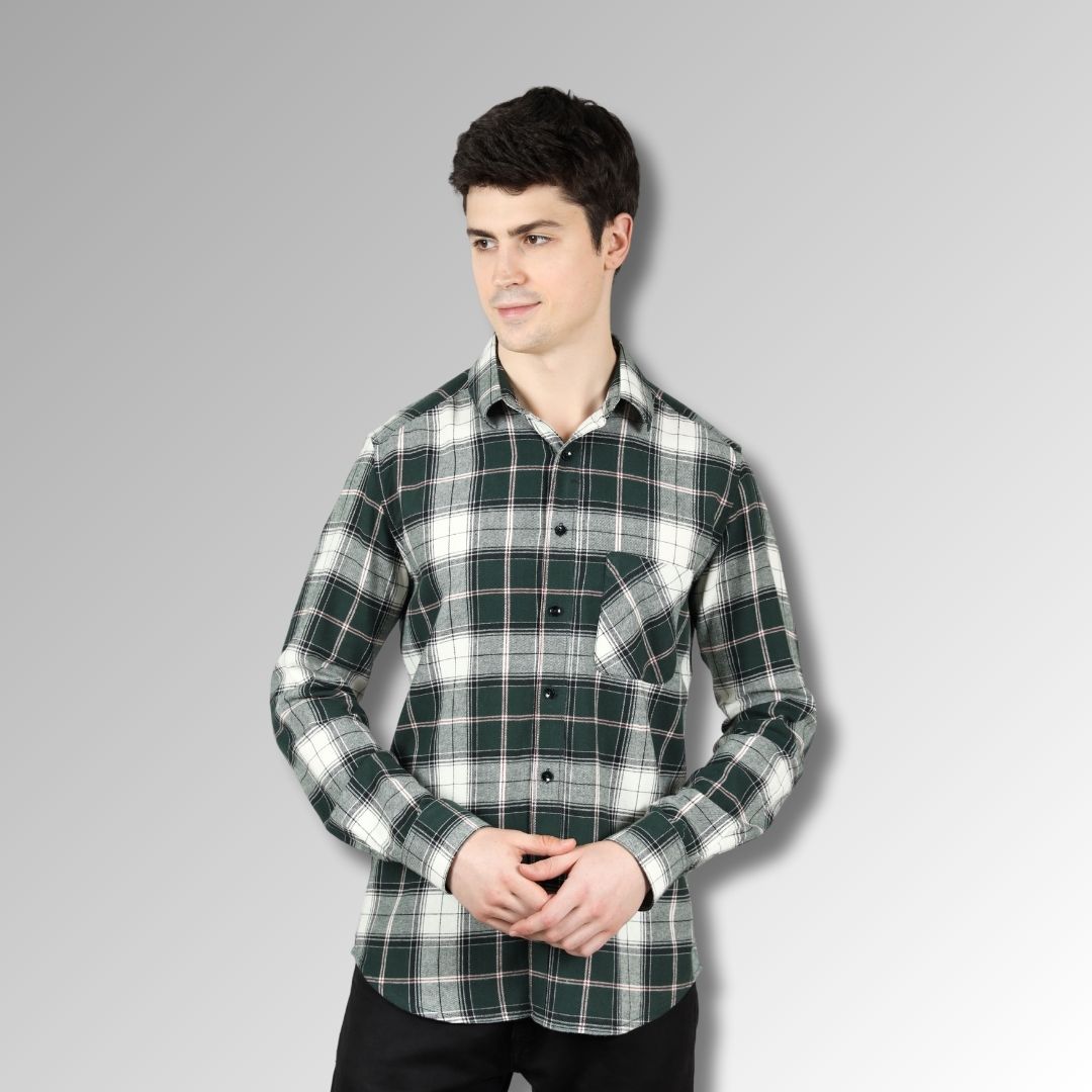 Green Flannel  checks shirt for men