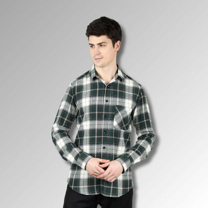 Green Flannel  checks shirt for men