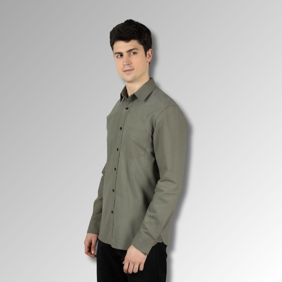 Military Green Slim  fit Mens Shirt