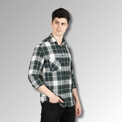 Green Flannel Mens  Shirt