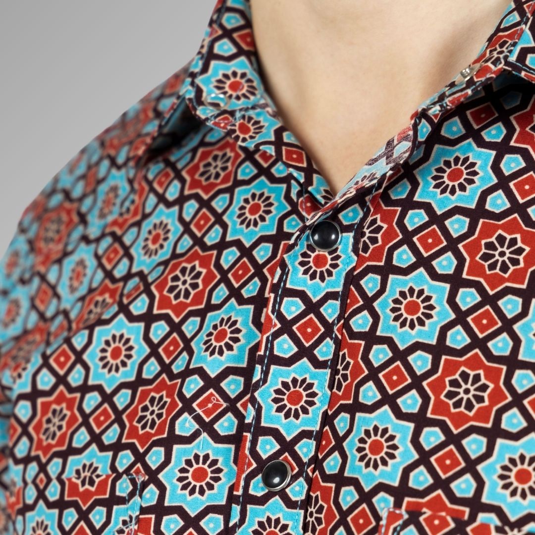 Close Up of Green  Printed Shirt for  Men