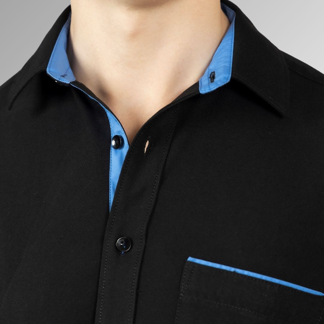 Black Shirt with Blue  Trim