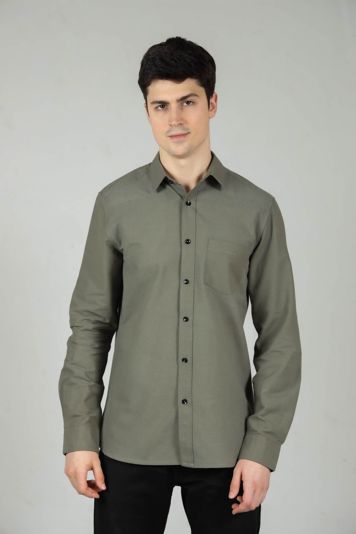Buy Green Tapered Men's Shirt in Melange Cotton online in India | OZMOD