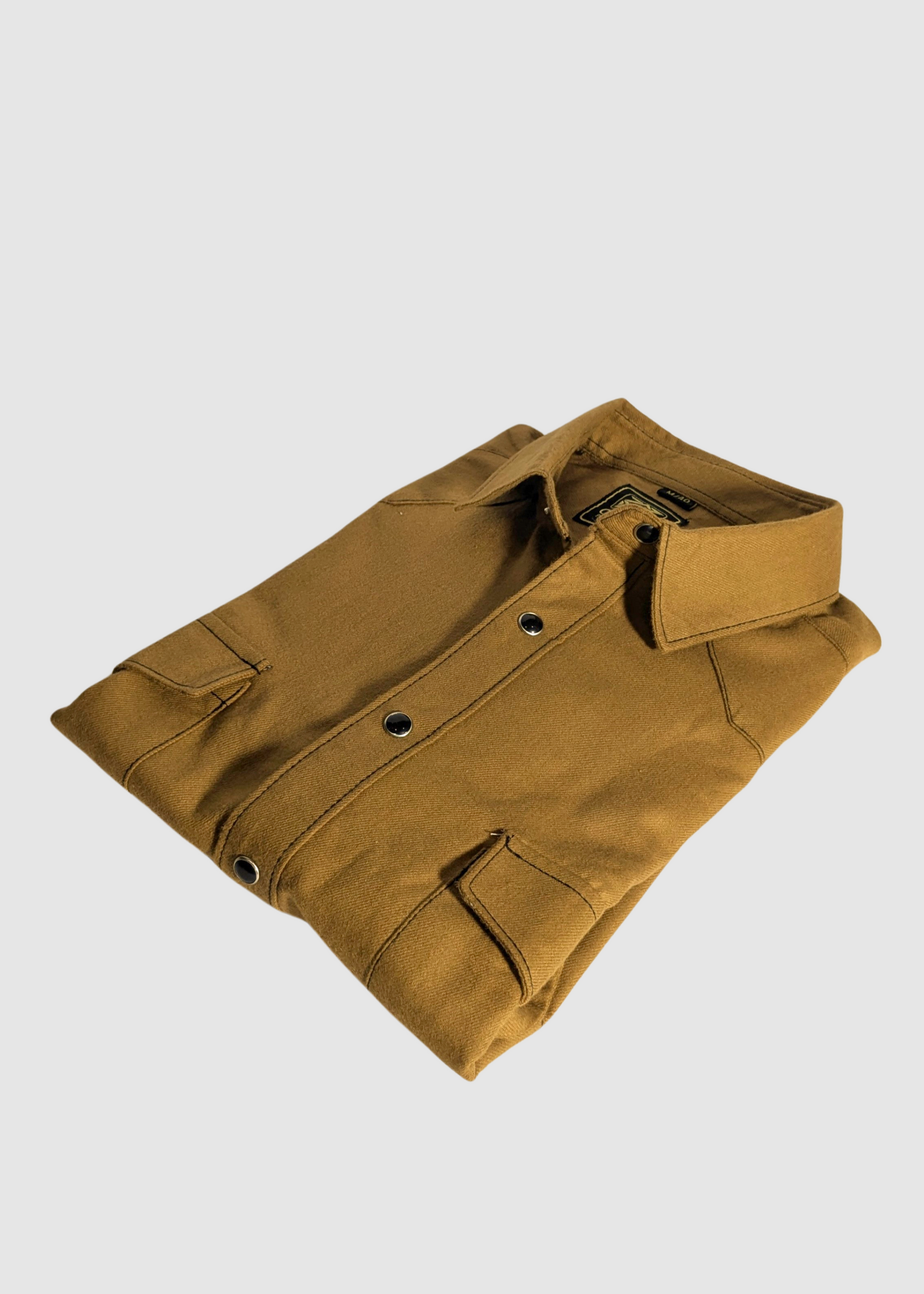 Men's Tan Colour Western Shirt in Twill Cotton with Western Yoke
