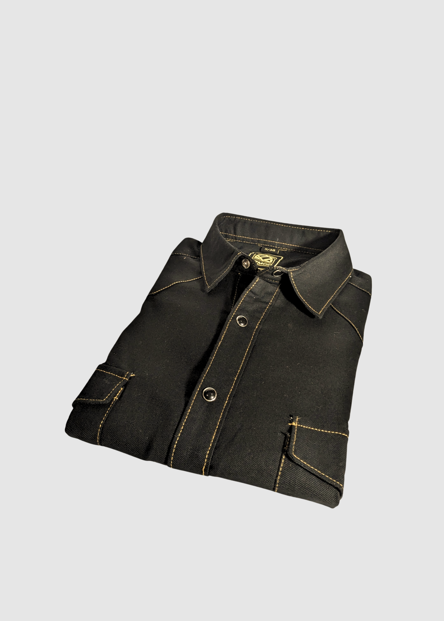 Men's Black Colour Western Shirt in Twill Cotton with Western Yoke